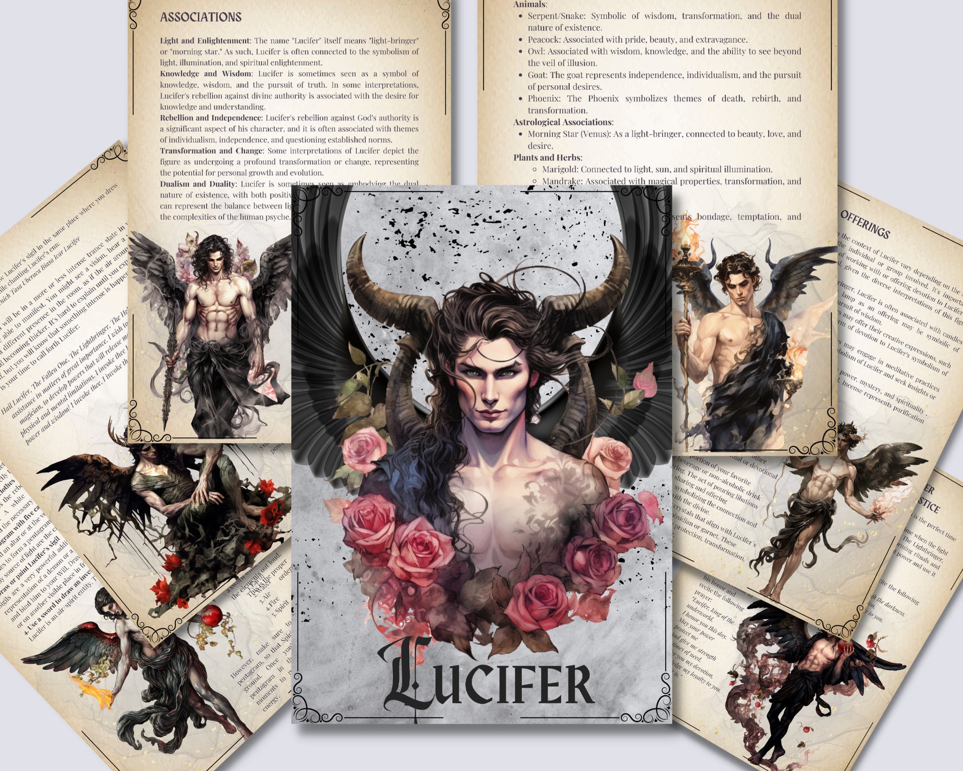 Lucifer. Beautiful Grimoire pages to working with Lucifer.Instant download.