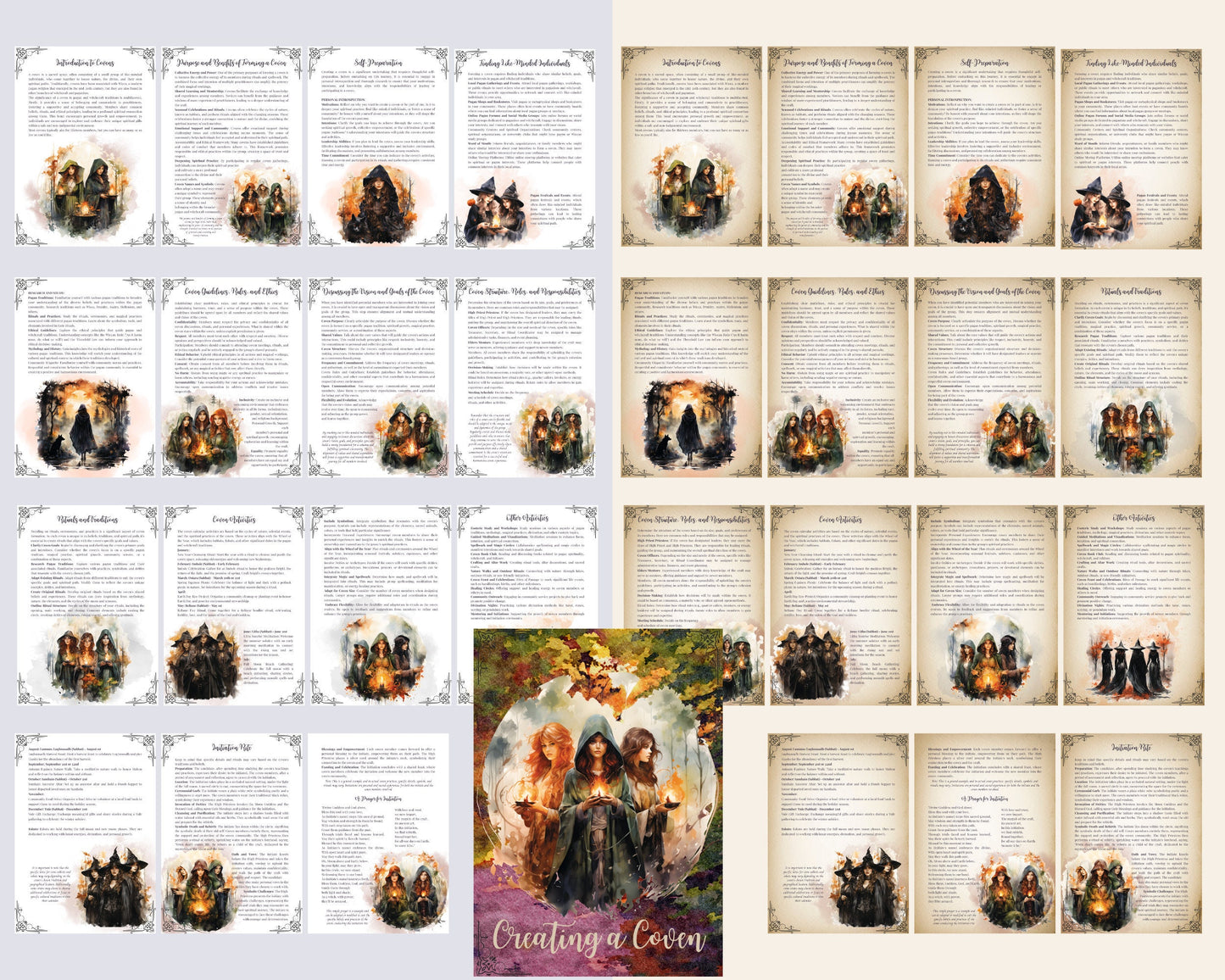 Creating a COVEN. Grimoire pages. Printable. Instant download.