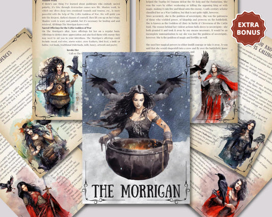 The Morrigan, Celtic Goddess +BONUS (Shadow Work Journal). Beautiful pages for your Book Of Shadows. Instant Download.