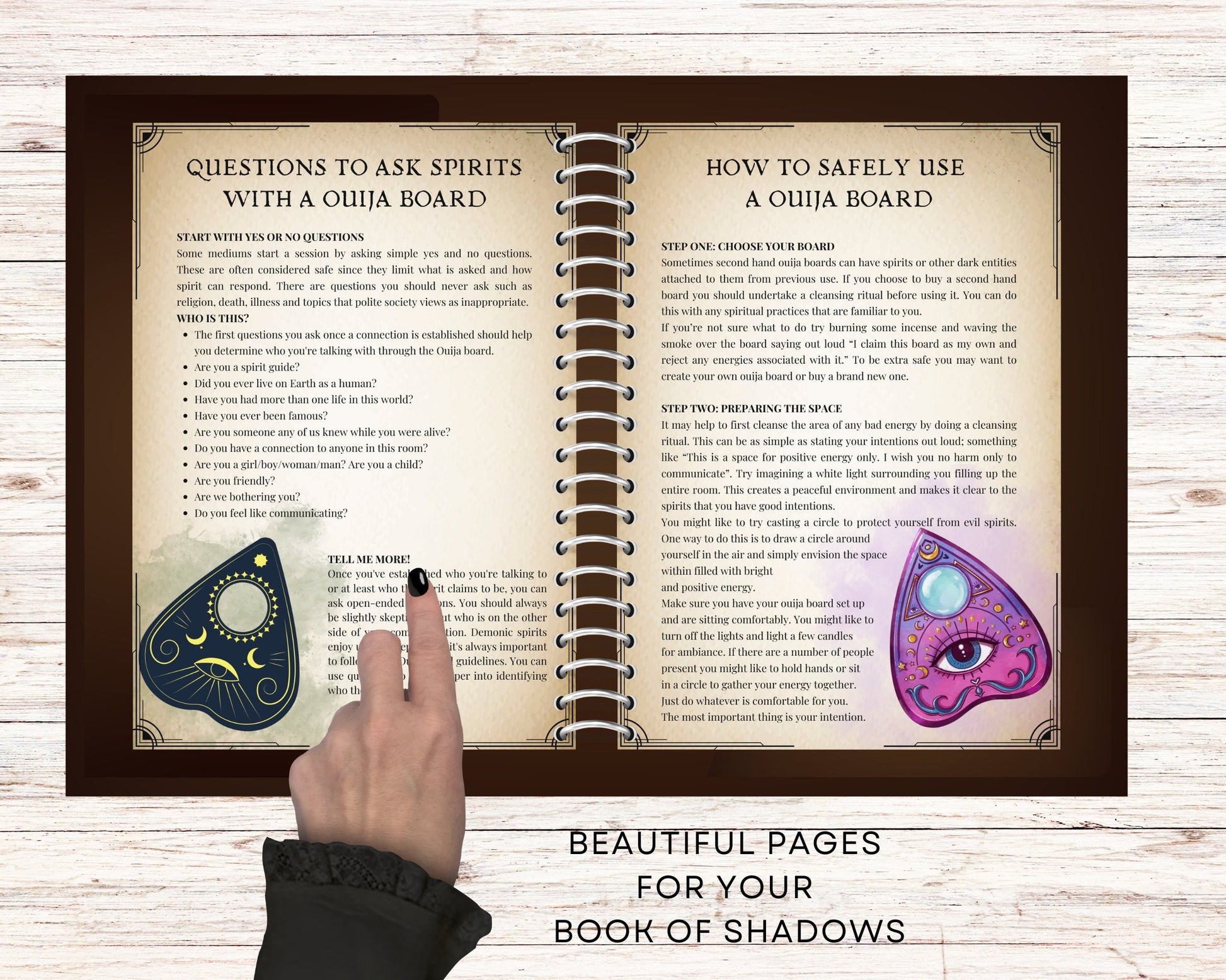 OUIJA board for beginners. Beautiful pages for your Book Of Shadows. Instant download.