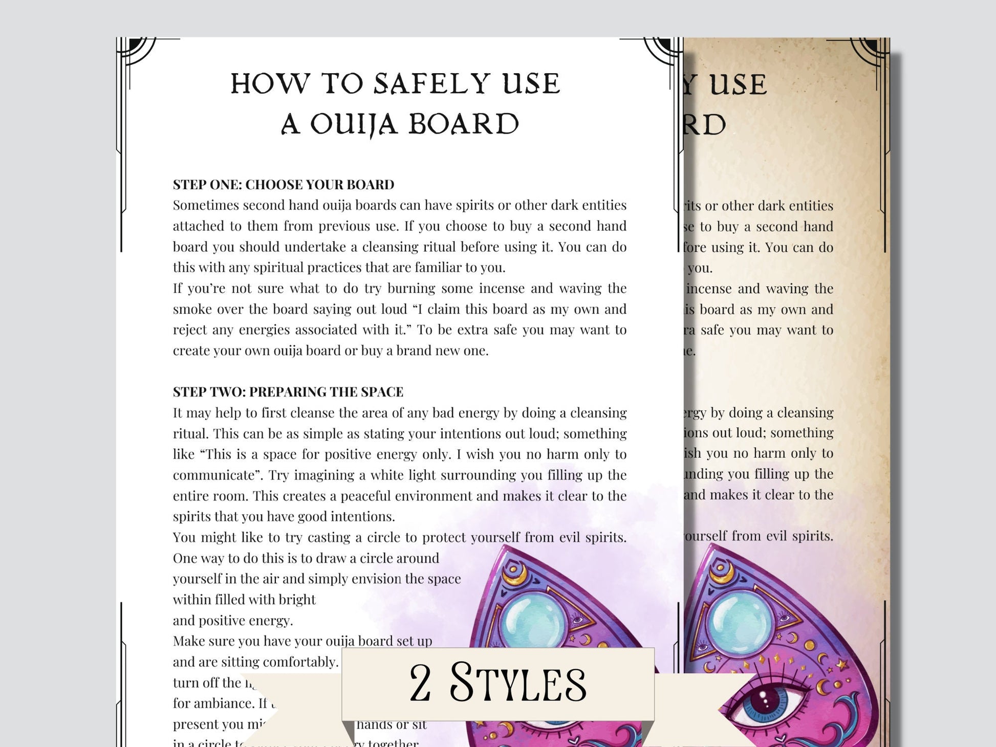 OUIJA board for beginners. Beautiful pages for your Book Of Shadows. Instant download.
