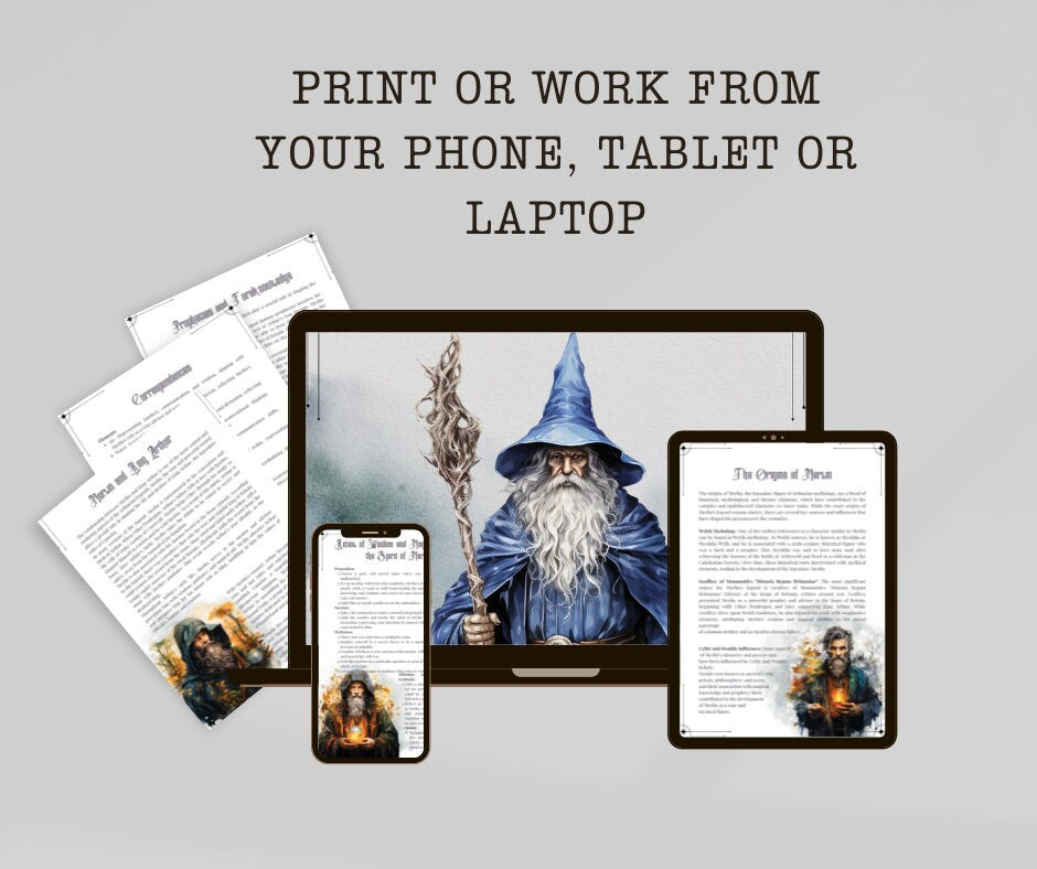 Merlin. The Wizard. Beautiful pages for your Book Of Shadows.