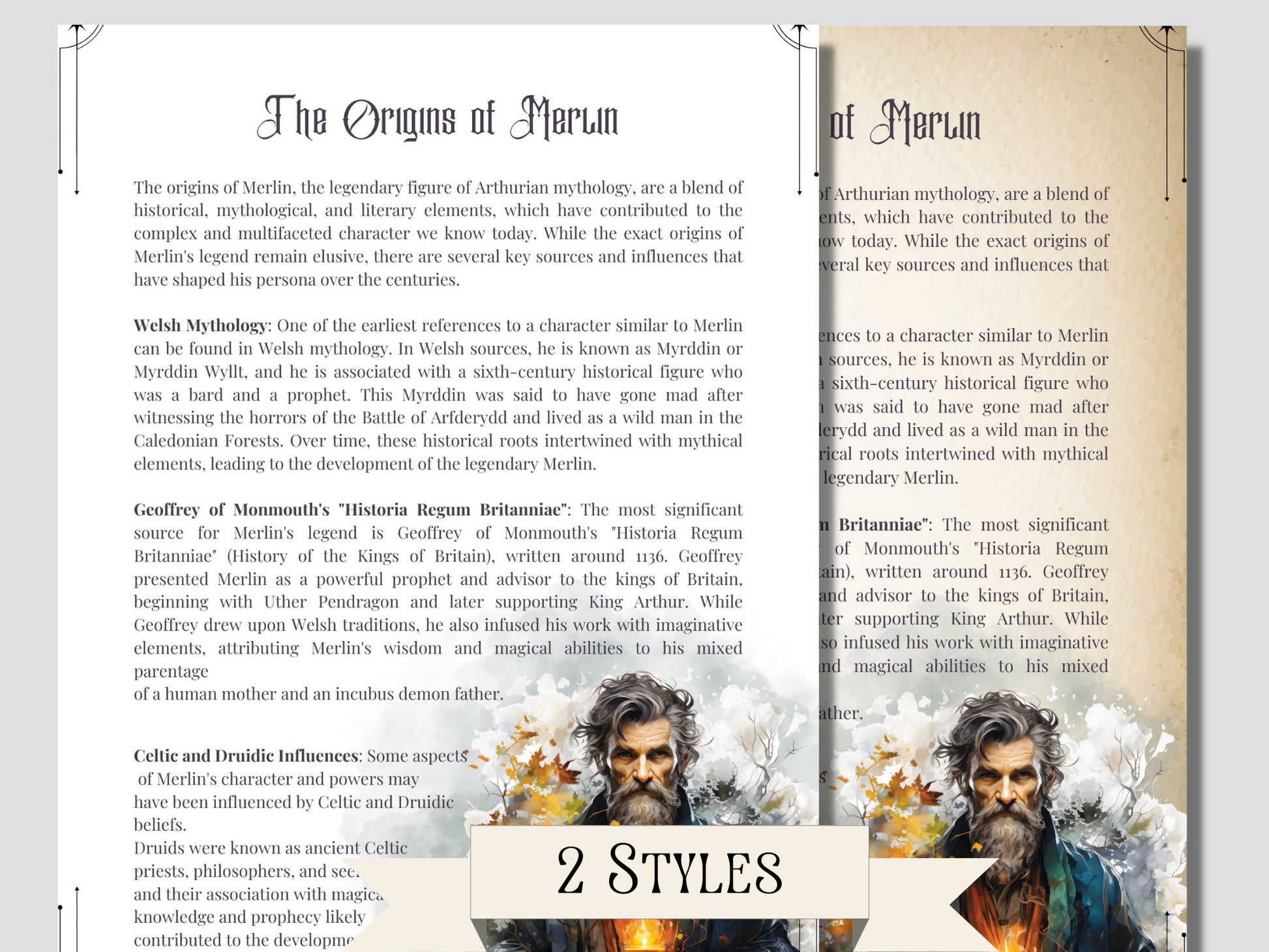 Merlin. The Wizard. Beautiful pages for your Book Of Shadows.