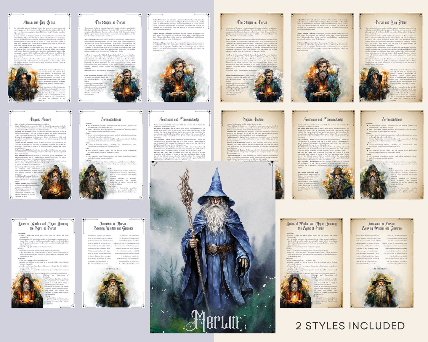 Merlin. The Wizard. Beautiful pages for your Book Of Shadows.