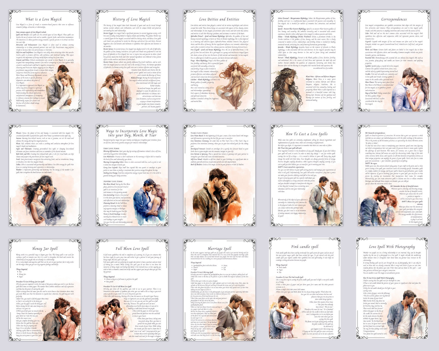 Love Magick. Beautiful pages for your Book Of Shadows. Instant download.
