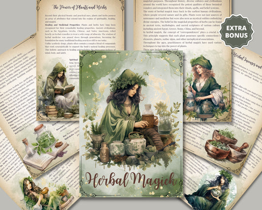 Herbal Magick + BONUS (Herbal journal). Basics. Beautiful pages for your Book Of Shadows. Instant download.