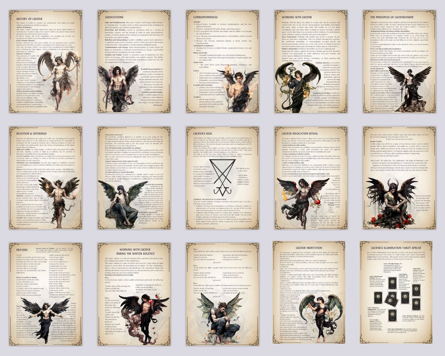 Lucifer. Beautiful Grimoire pages to working with Lucifer.Instant download.