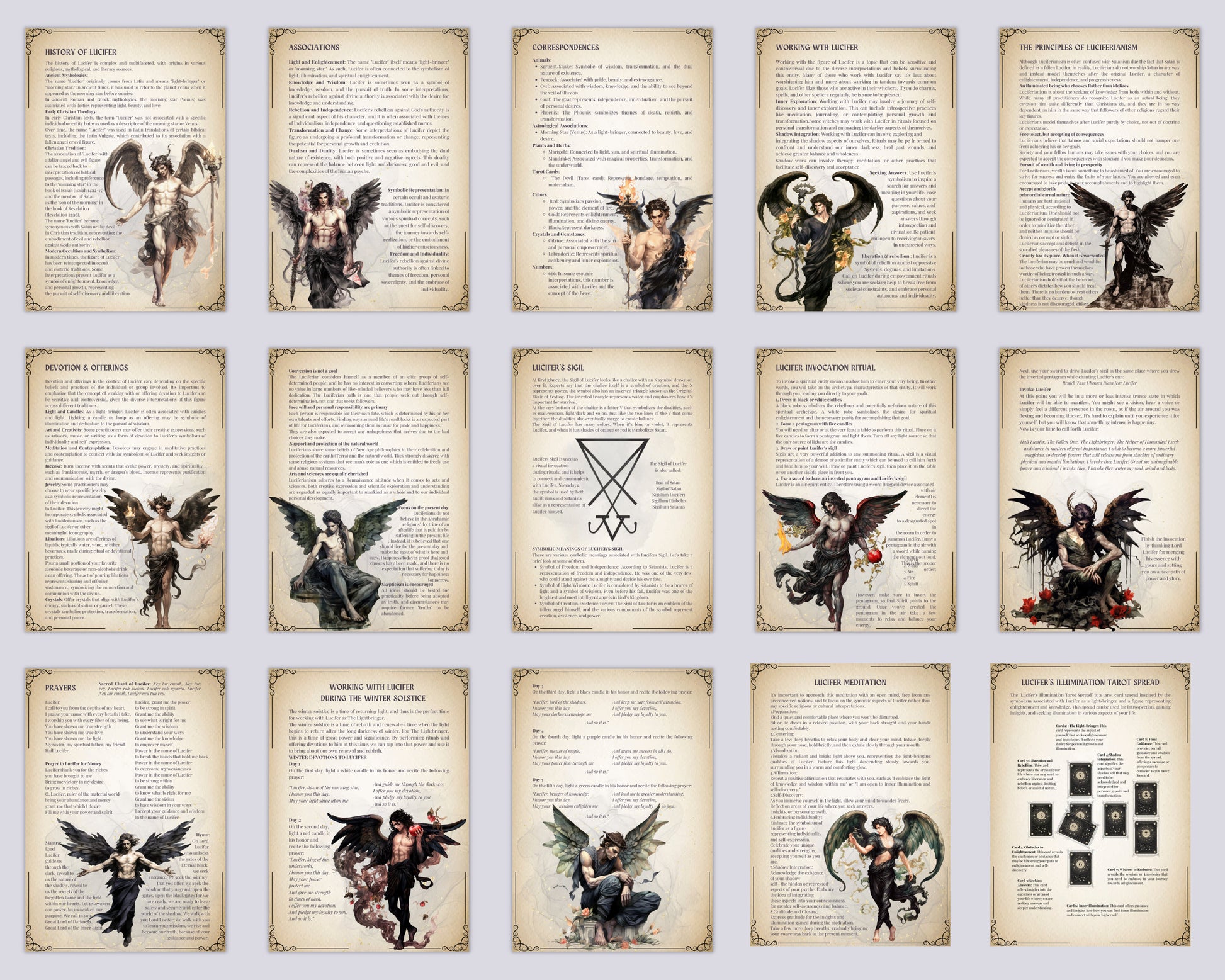 Lucifer. Beautiful Grimoire pages to working with Lucifer.Instant download.