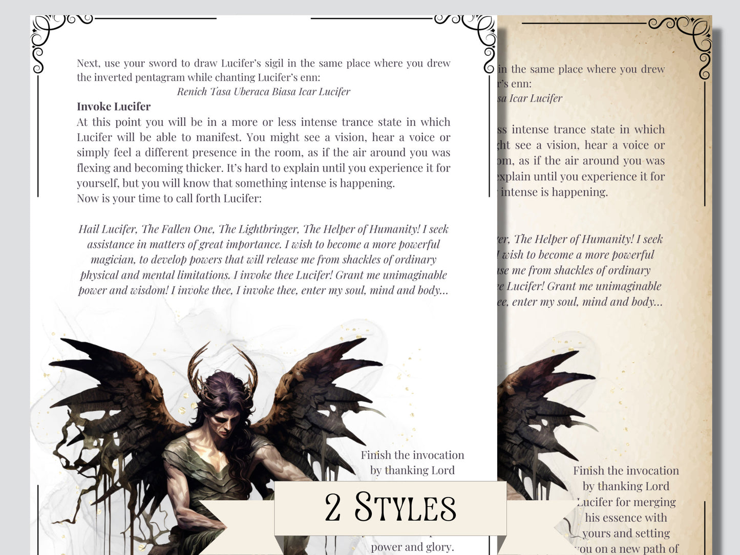 Lucifer. Beautiful Grimoire pages to working with Lucifer.Instant download.