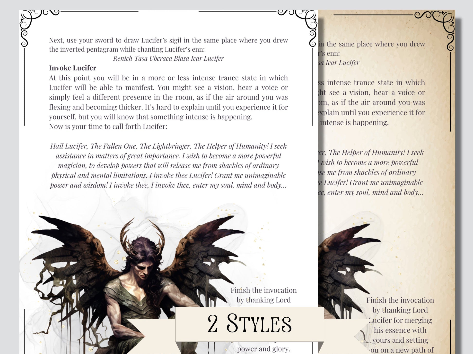 Lucifer. Beautiful Grimoire pages to working with Lucifer.Instant download.