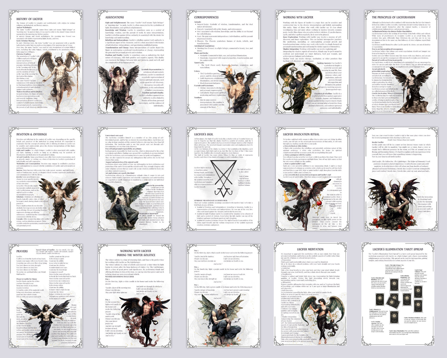 Lucifer. Beautiful Grimoire pages to working with Lucifer.Instant download.