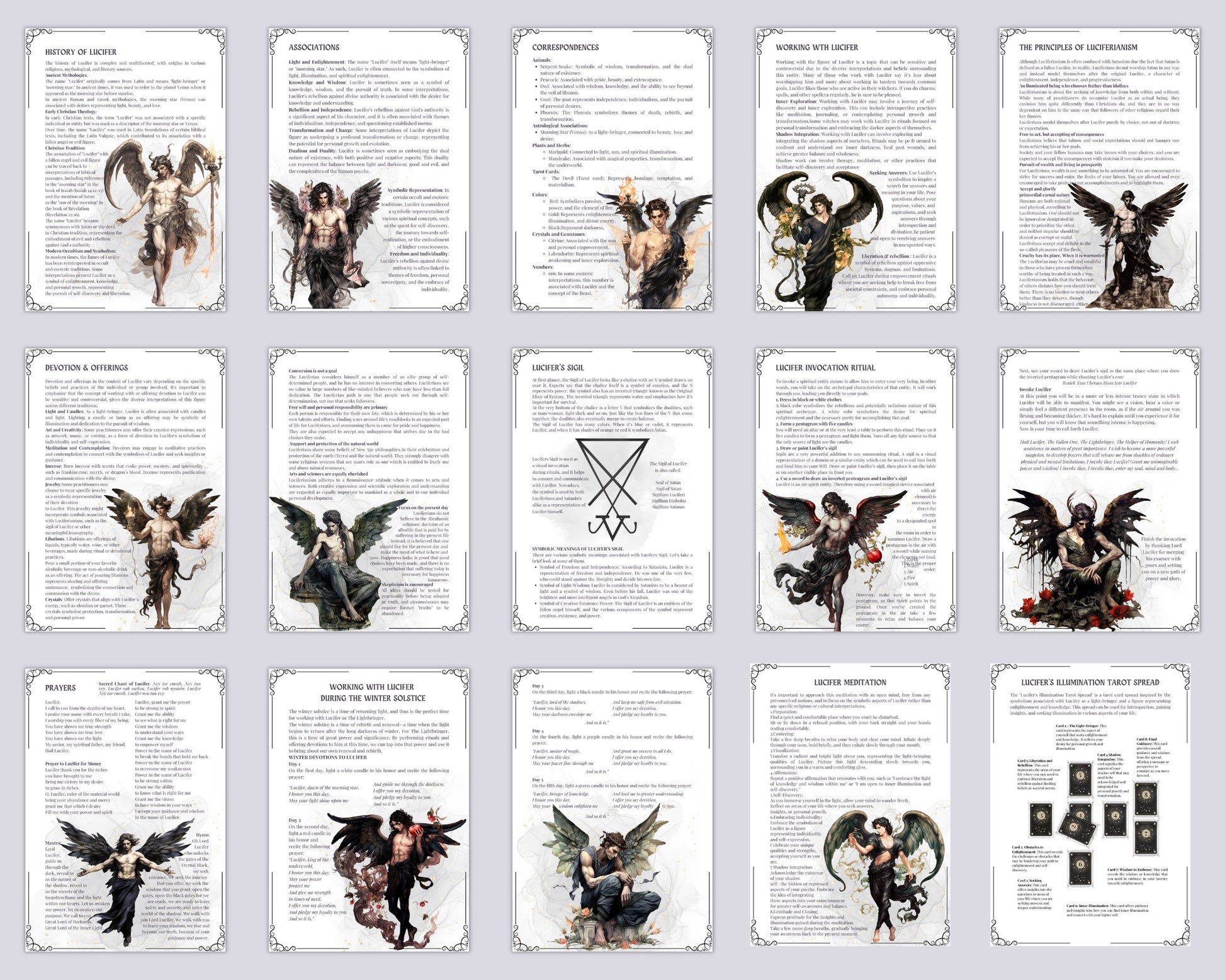 Lucifer. Beautiful Grimoire pages to working with Lucifer.Instant download.