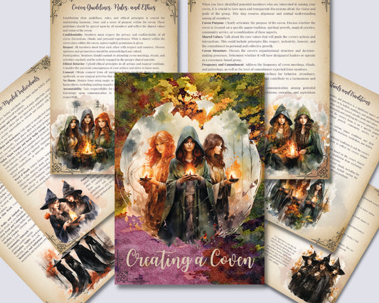 Creating a COVEN. Grimoire pages. Printable. Instant download.