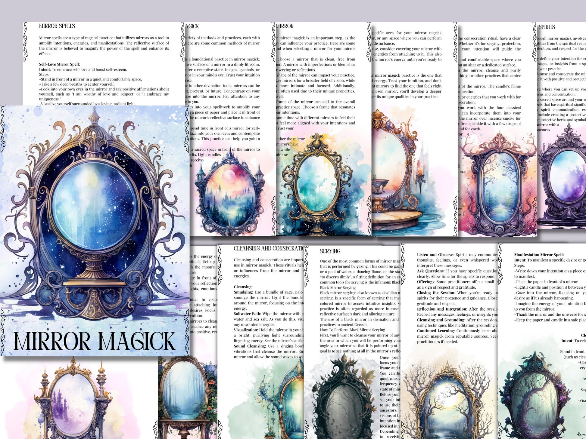 Mirror Magick. Basics. Beautiful pages for your Book Of Shadows.