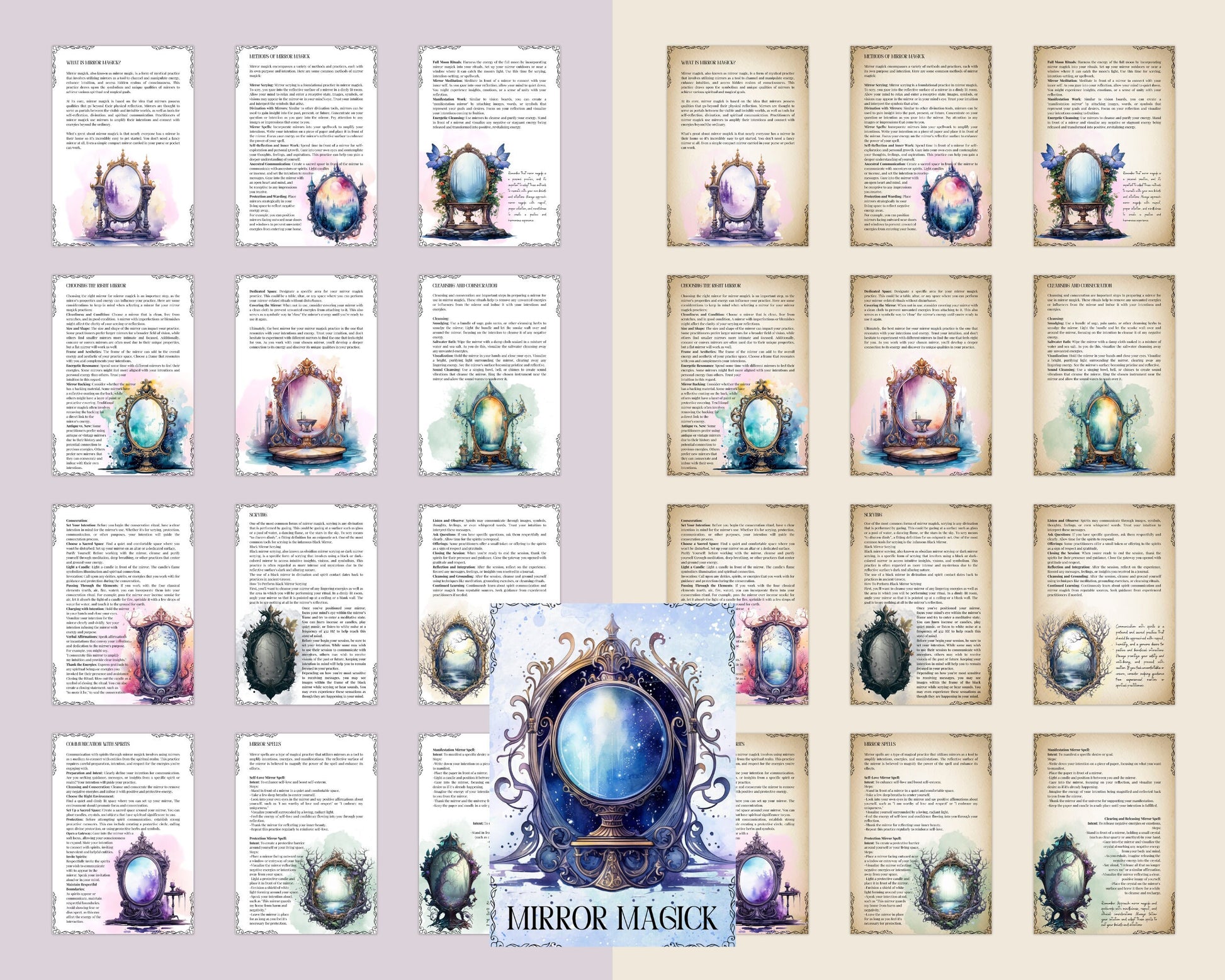 Mirror Magick. Basics. Beautiful pages for your Book Of Shadows.