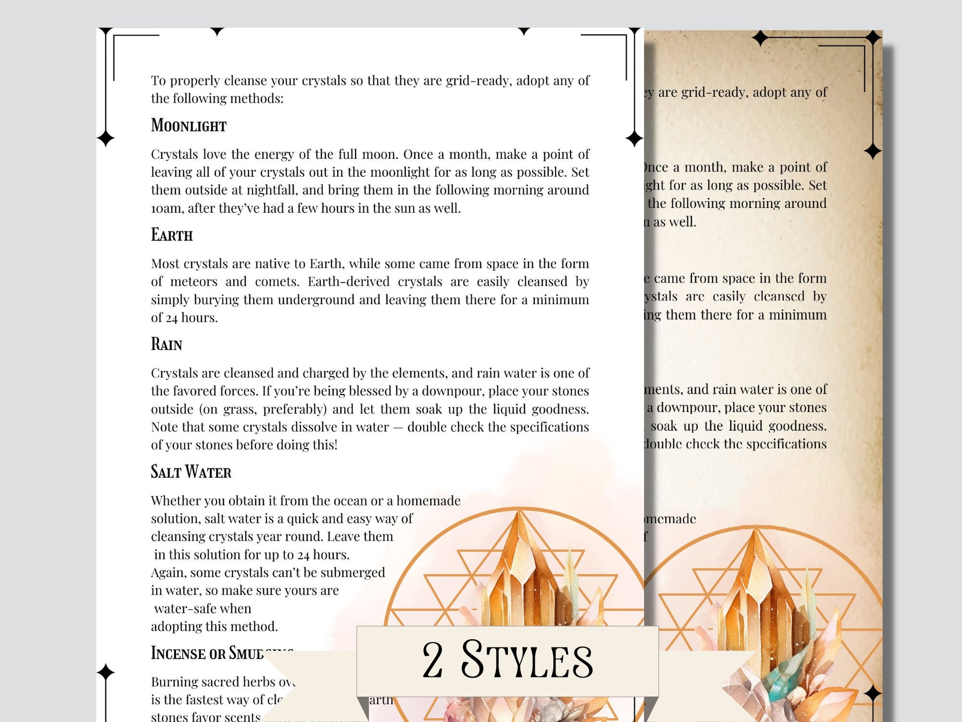 Crystal Grids Guide Printable + BONUS. Beautiful Grimoire Pages for Beginners. Instant download.