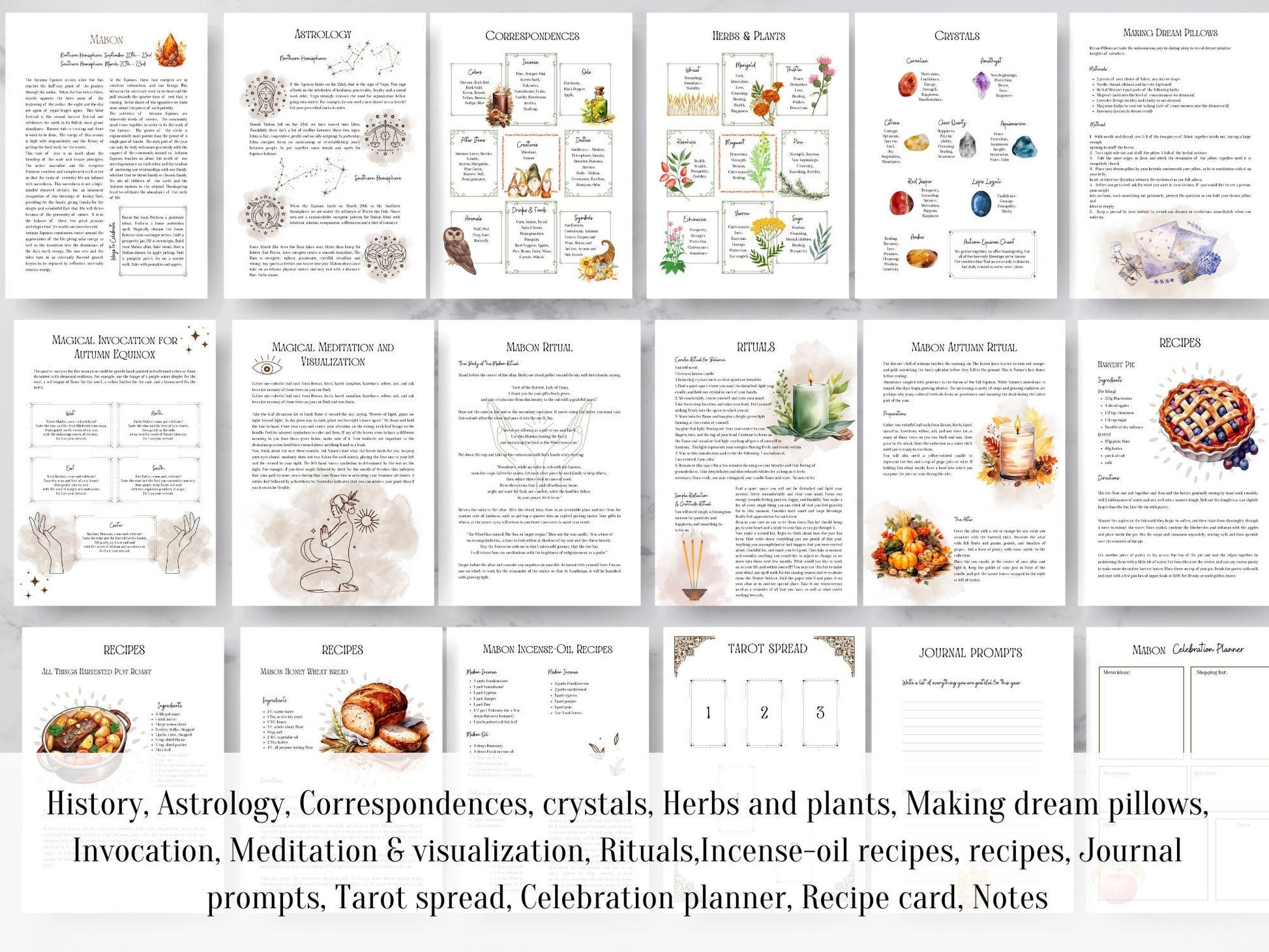 Autumn Equinox/Mabon. Sabbat Grimoire Printable, Pagan Wheel of the Year, Witchcraft BOS Pages, Wicca Ritual