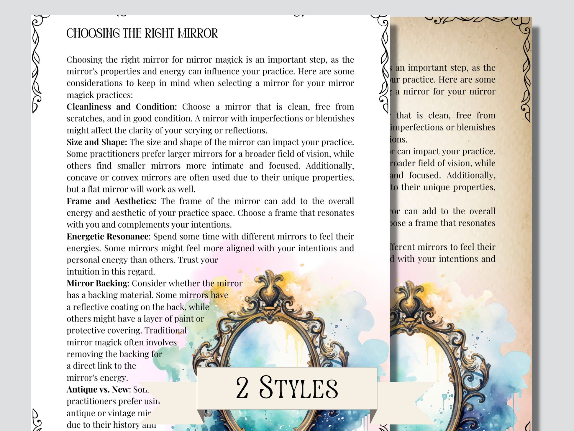 Mirror Magick. Basics. Beautiful pages for your Book Of Shadows.