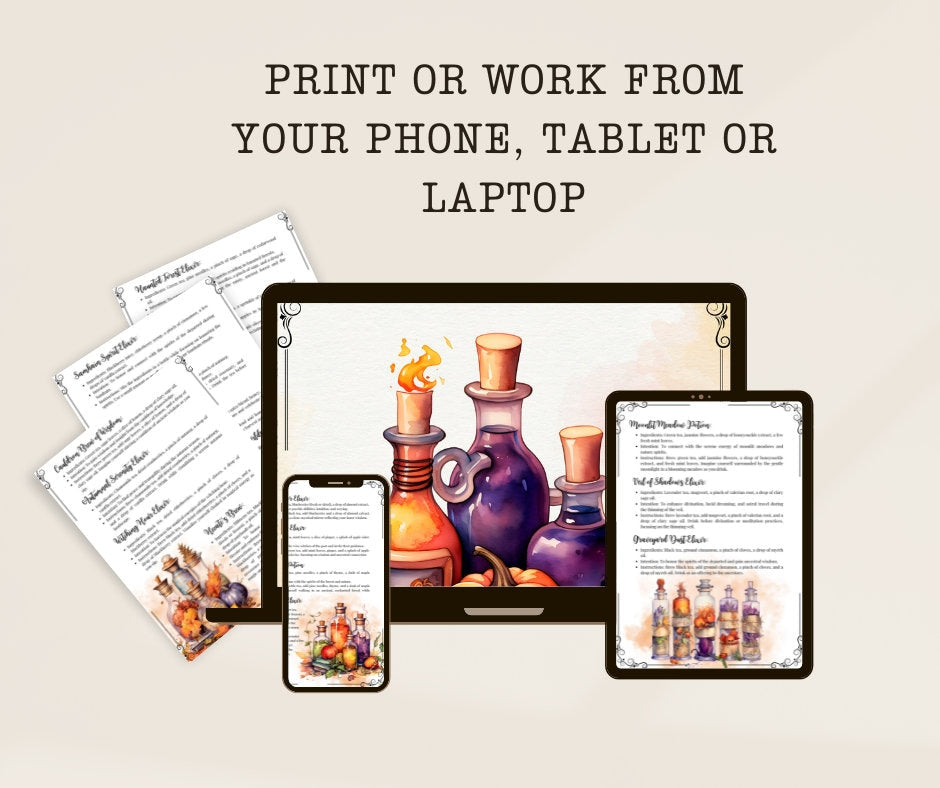 Samhain Easy Potions. Basics. Printable.