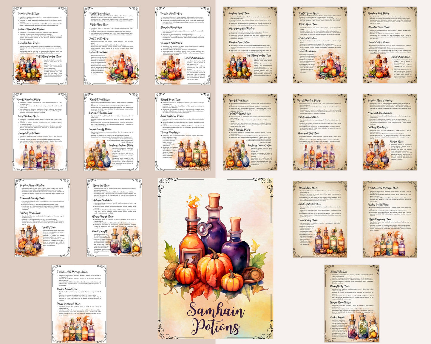 Samhain Easy Potions. Basics. Printable.
