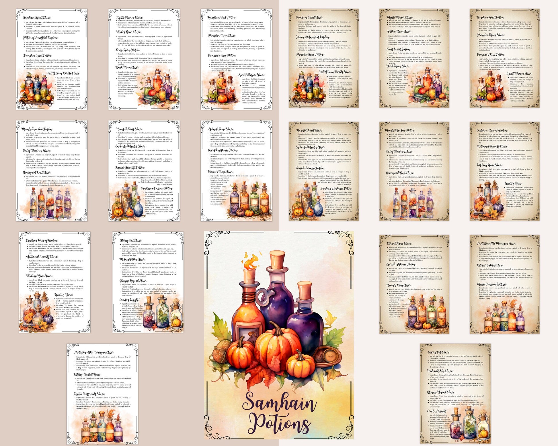 Samhain Easy Potions. Basics. Printable.