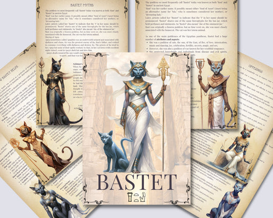 Bastet. Egyptian Goddess. Beautiful pages for your Book Of Shadows. Printable