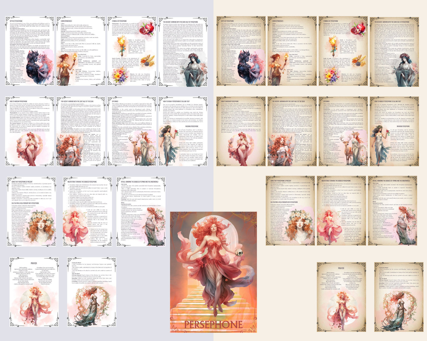 Persephone. Beautiful Book of Shadows Pages - Shadow Work BOS Pages + BONUS