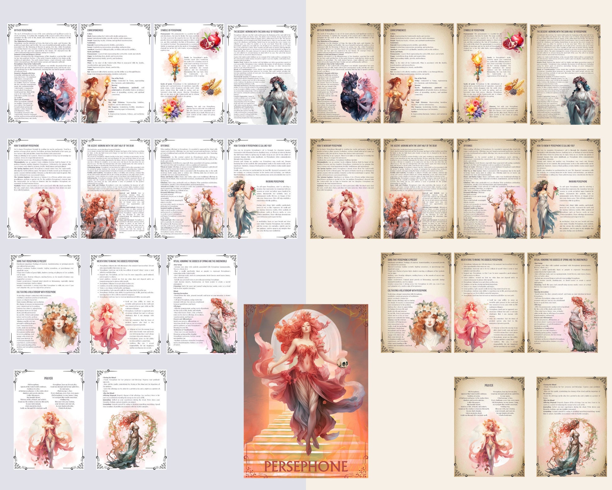 Persephone. Beautiful Book of Shadows Pages - Shadow Work BOS Pages + BONUS