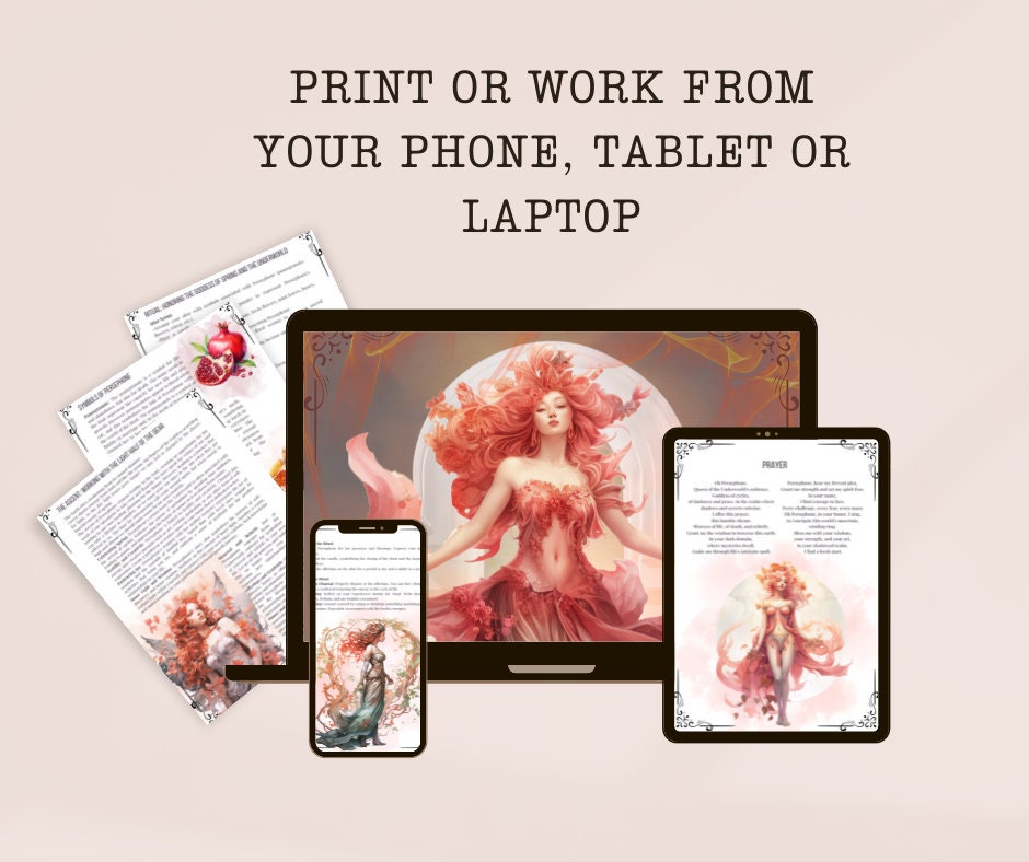Persephone. Beautiful Book of Shadows Pages - Shadow Work BOS Pages + BONUS