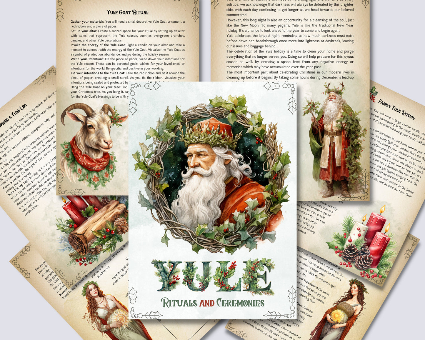 Yule Rituals and Ceremonies. Printable pages for your Book Of Shadows.