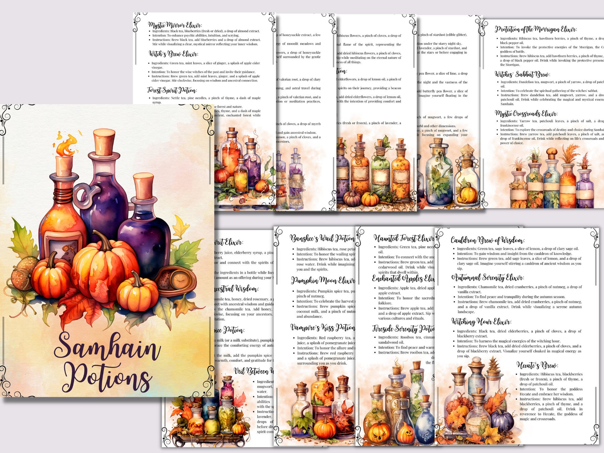 Samhain Easy Potions. Basics. Printable.