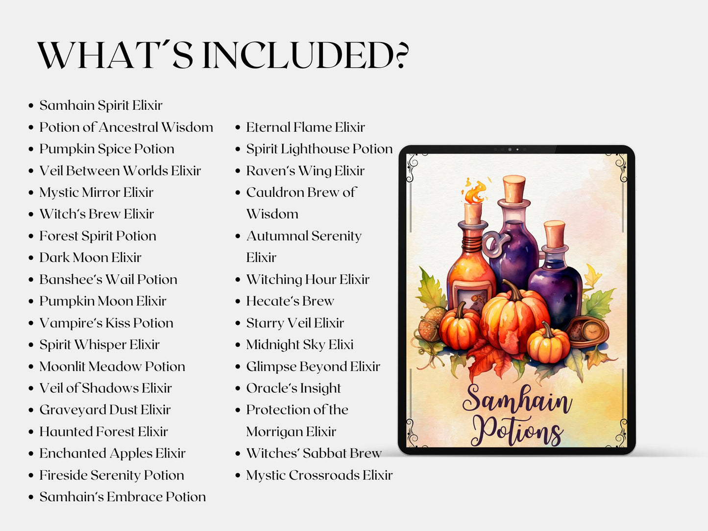 Samhain Easy Potions. Basics. Printable.