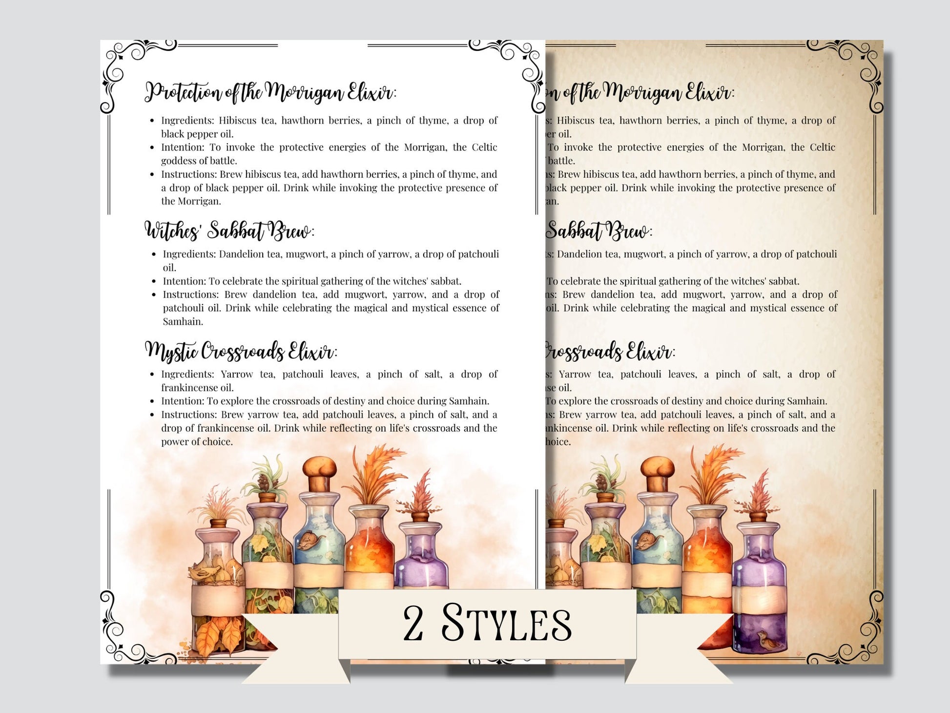 Samhain Easy Potions. Basics. Printable.