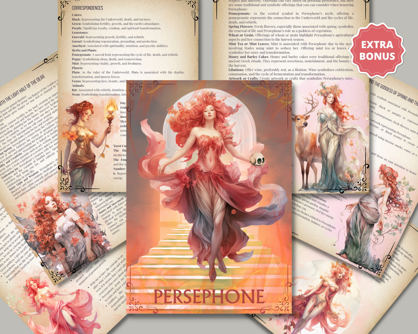 Persephone. Beautiful Book of Shadows Pages - Shadow Work BOS Pages + BONUS