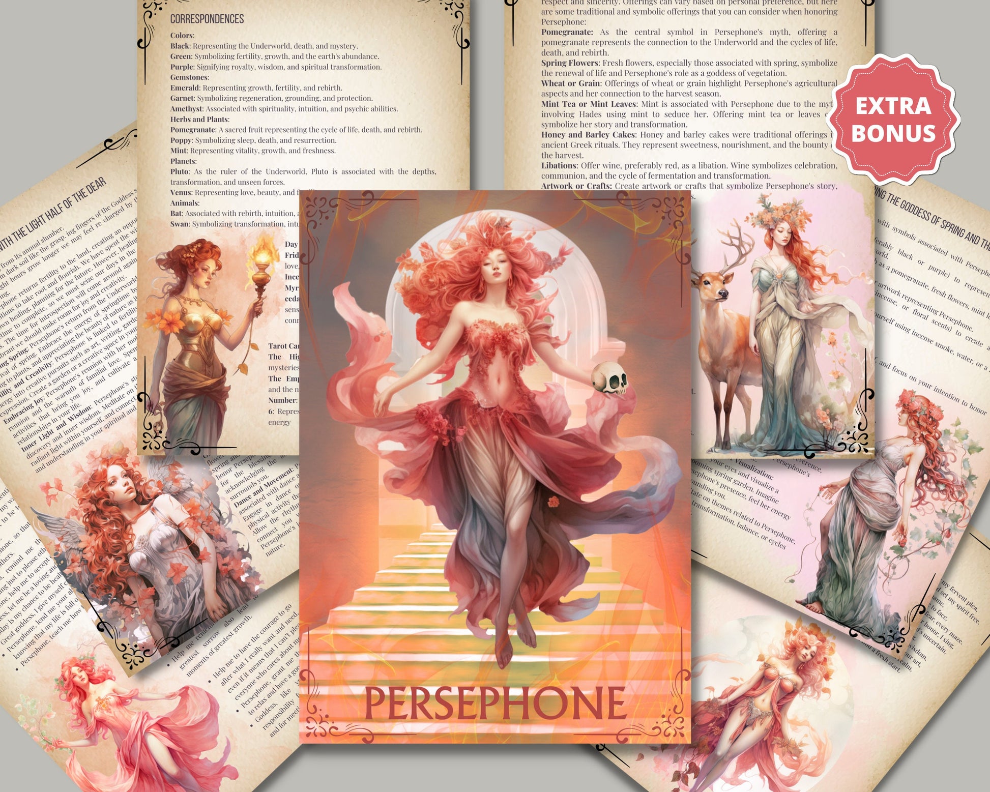 Persephone. Beautiful Book of Shadows Pages - Shadow Work BOS Pages + BONUS