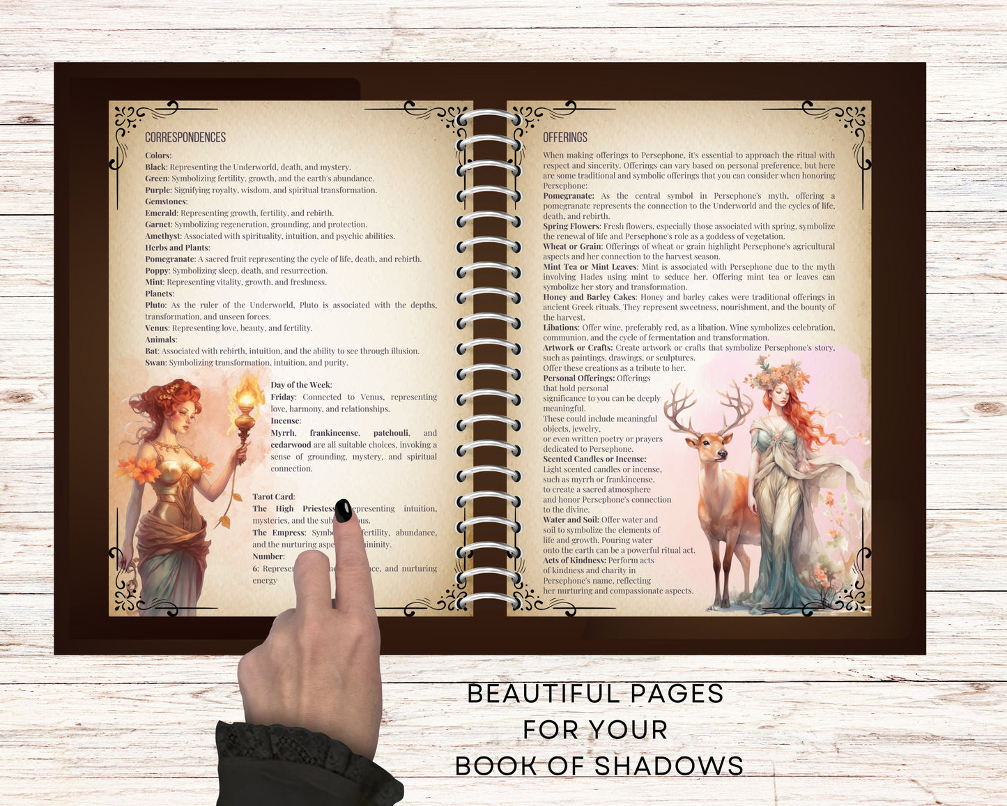 Persephone. Beautiful Book of Shadows Pages - Shadow Work BOS Pages + BONUS