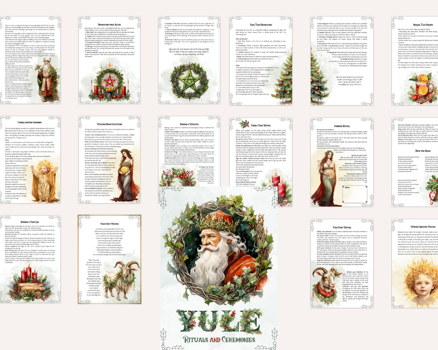 Yule Rituals and Ceremonies. Printable pages for your Book Of Shadows.
