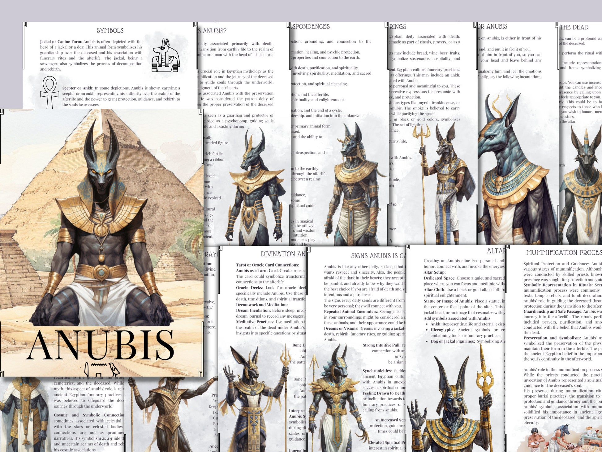 Anubis. Egyptian God. Beautiful pages for your Book Of Shadows. Printable