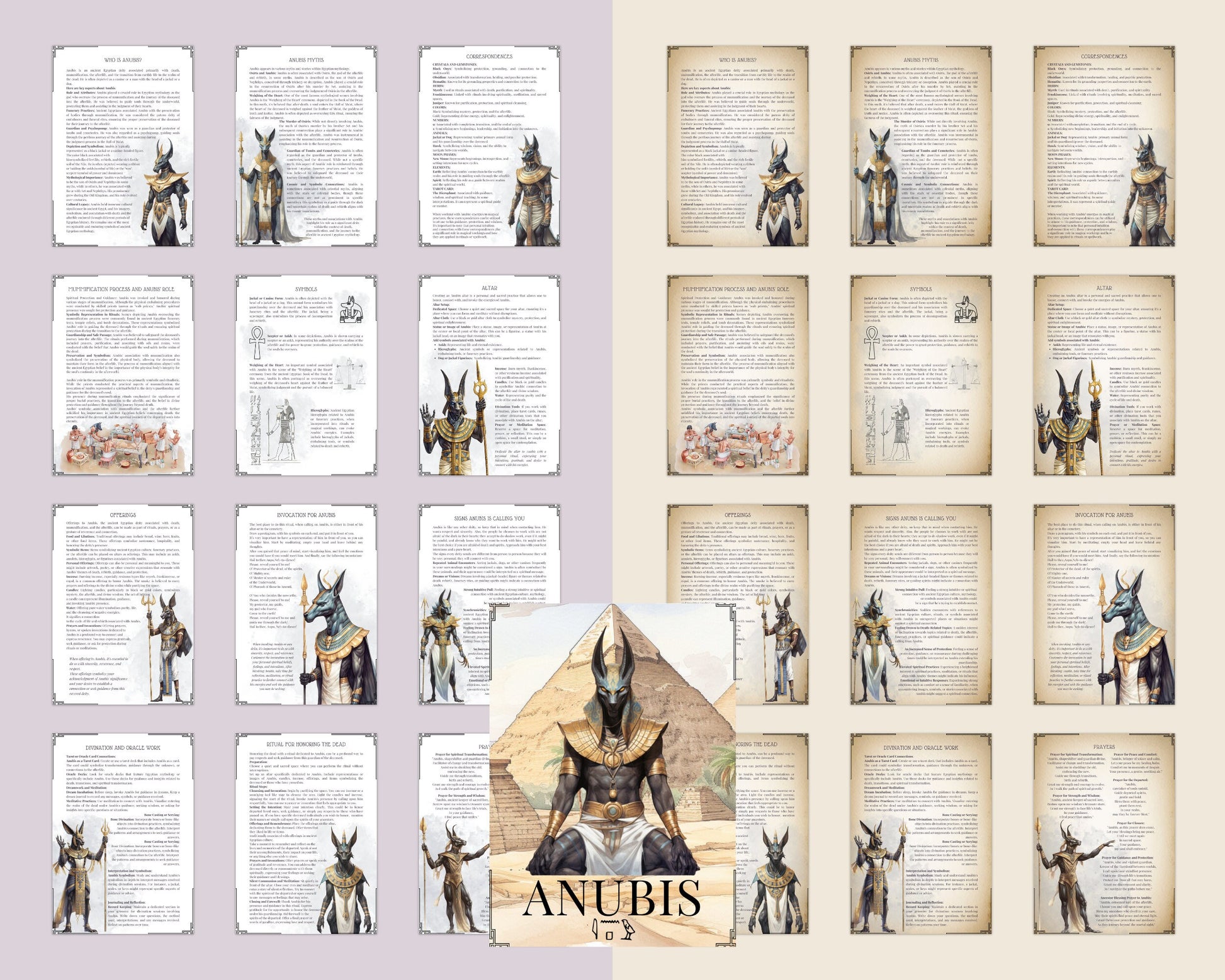 Anubis. Egyptian God. Beautiful pages for your Book Of Shadows. Printable
