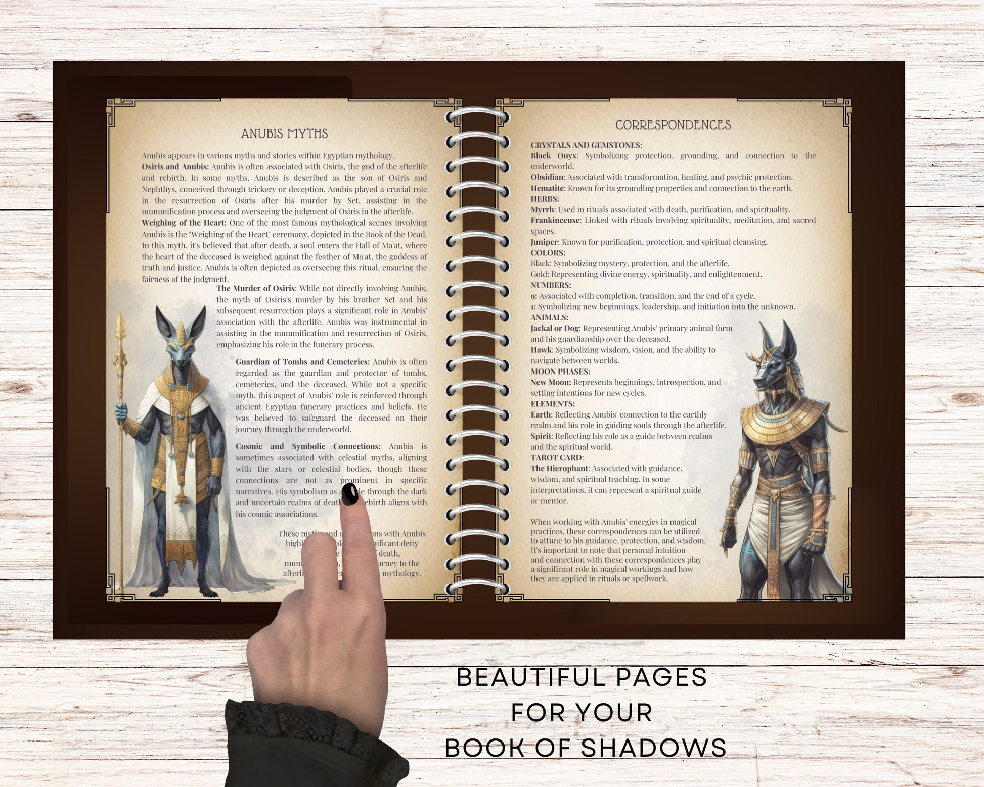 Anubis. Egyptian God. Beautiful pages for your Book Of Shadows. Printable