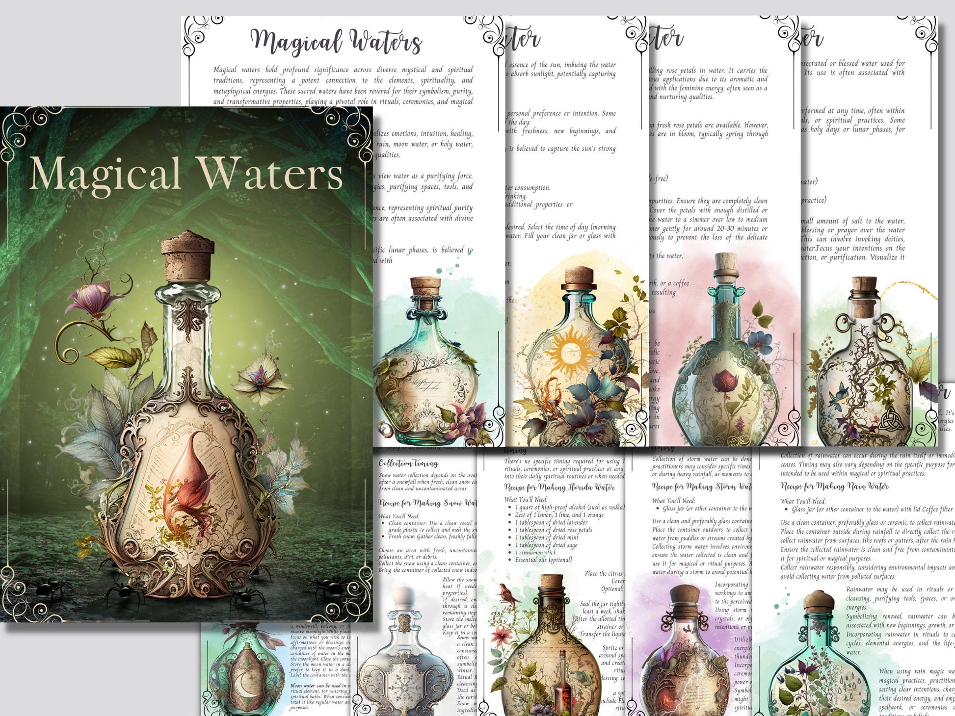 MAGICAL WATERS. Beautiful pages for you Book Of Shadows. Instant download. Printable