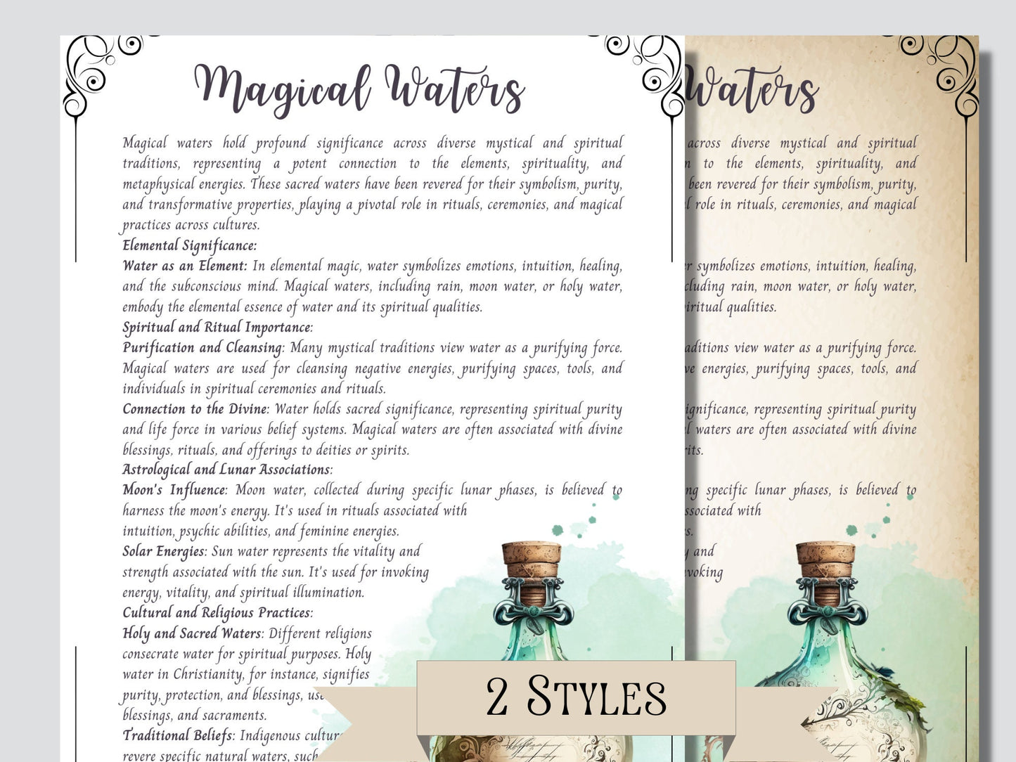 MAGICAL WATERS. Beautiful pages for you Book Of Shadows. Instant download. Printable