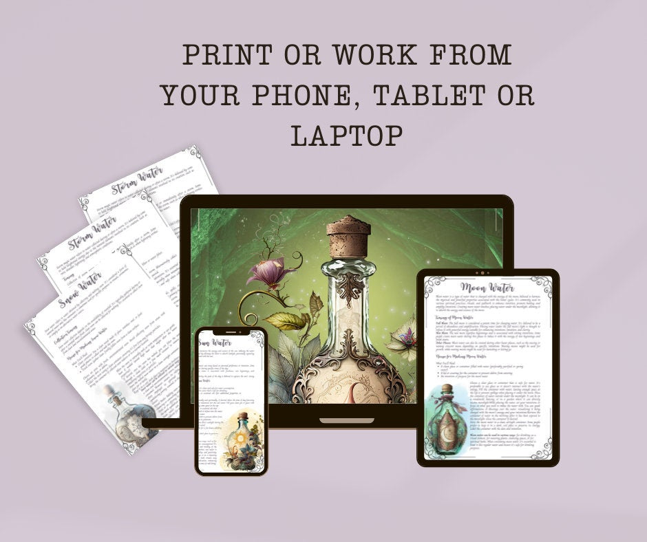 MAGICAL WATERS. Beautiful pages for you Book Of Shadows. Instant download. Printable