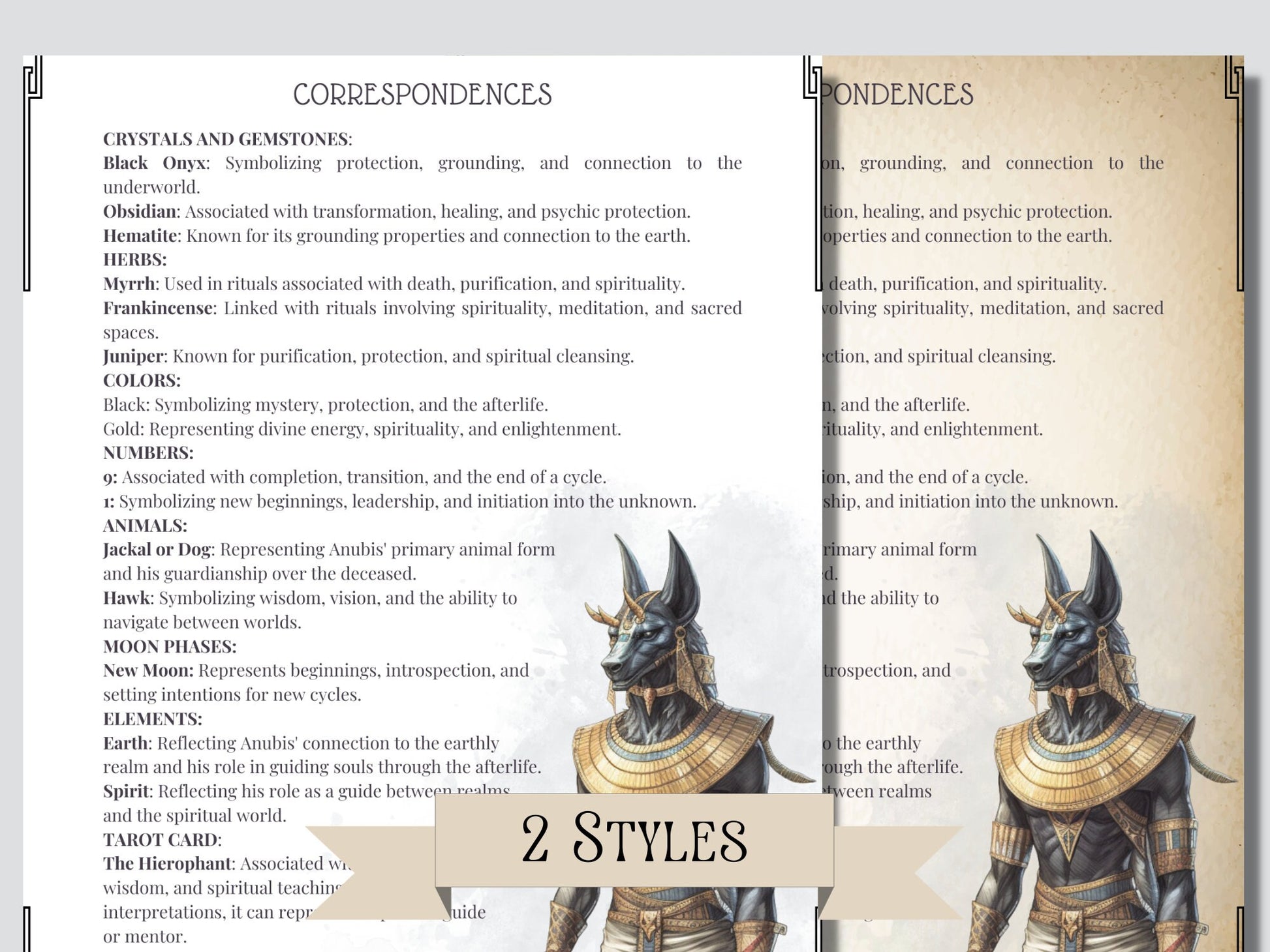 Anubis. Egyptian God. Beautiful pages for your Book Of Shadows. Printable
