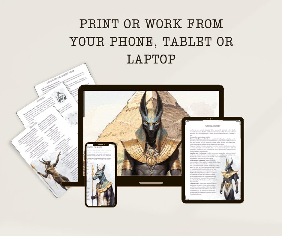 Anubis. Egyptian God. Beautiful pages for your Book Of Shadows. Printable
