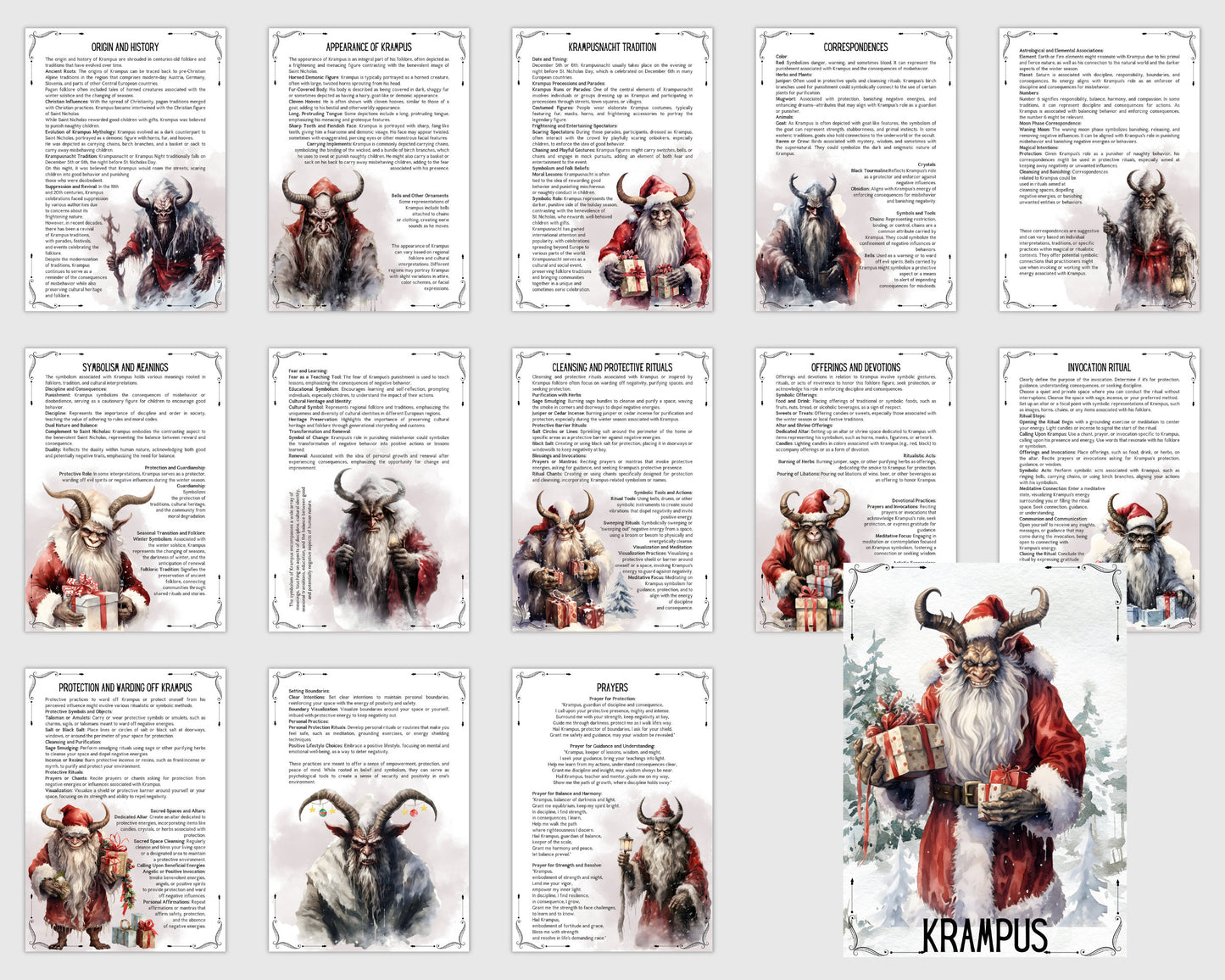 Krampus. Grimoire pages. Printable.