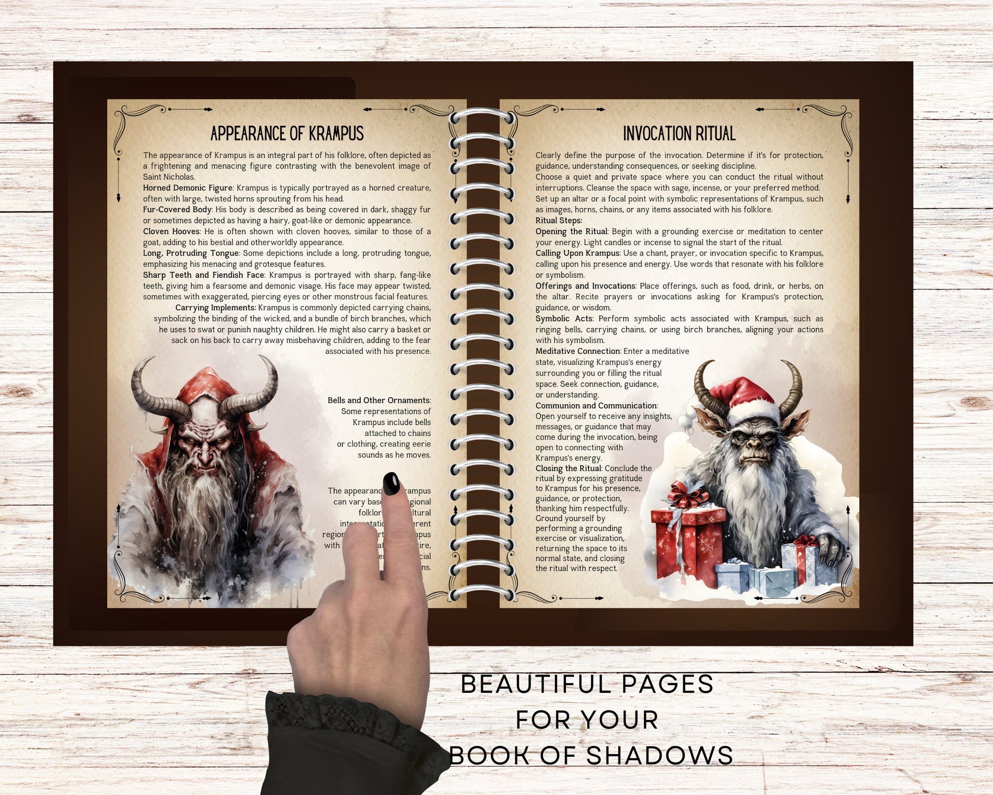 Krampus. Grimoire pages. Printable.