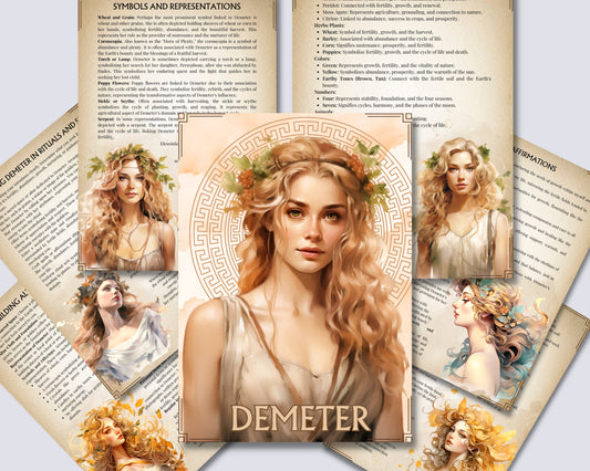 Demeter. Greek Goddess Deity Profile. Grimoire printable pages.