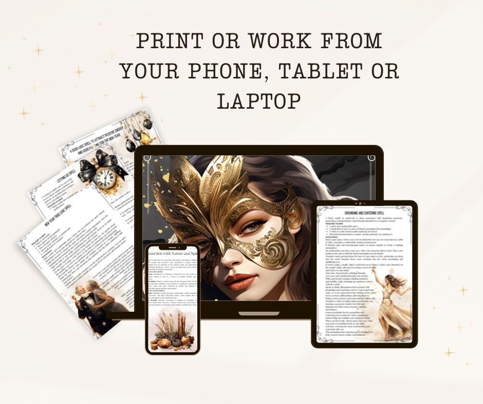 New Year Spells. Beautiful printable Grimoire Pages. Empower Your New Year. Manifest your dreams