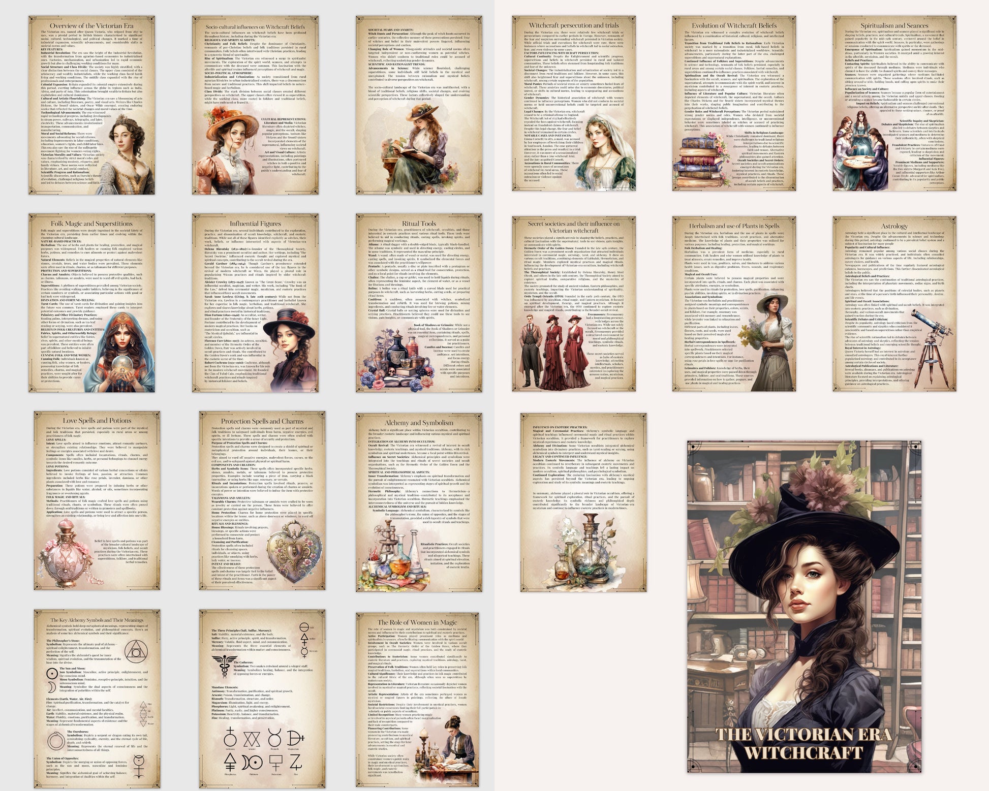 The Victorian Era Witchcraft. Basics. Beautiful grimoire pages. Printable.